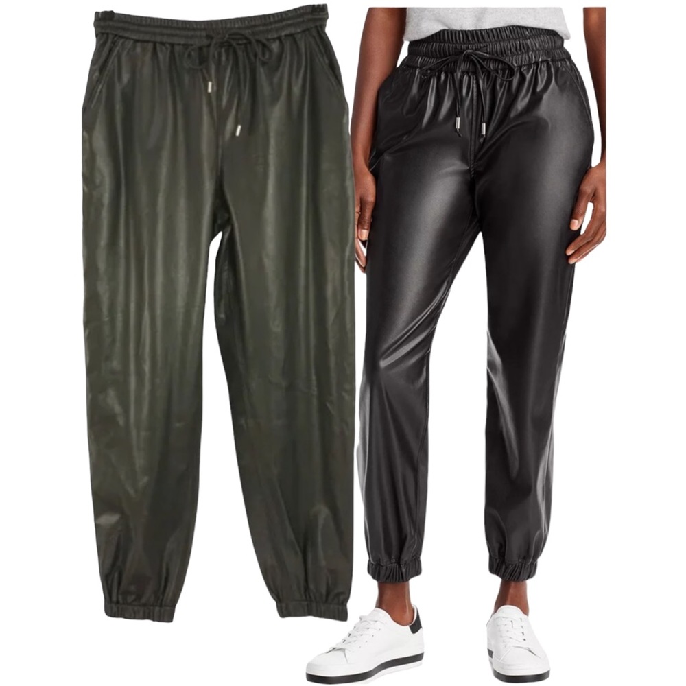 Blank NYC Black Faux Leather Joggers Size-31 Eastside Vibes Pull-on Pants